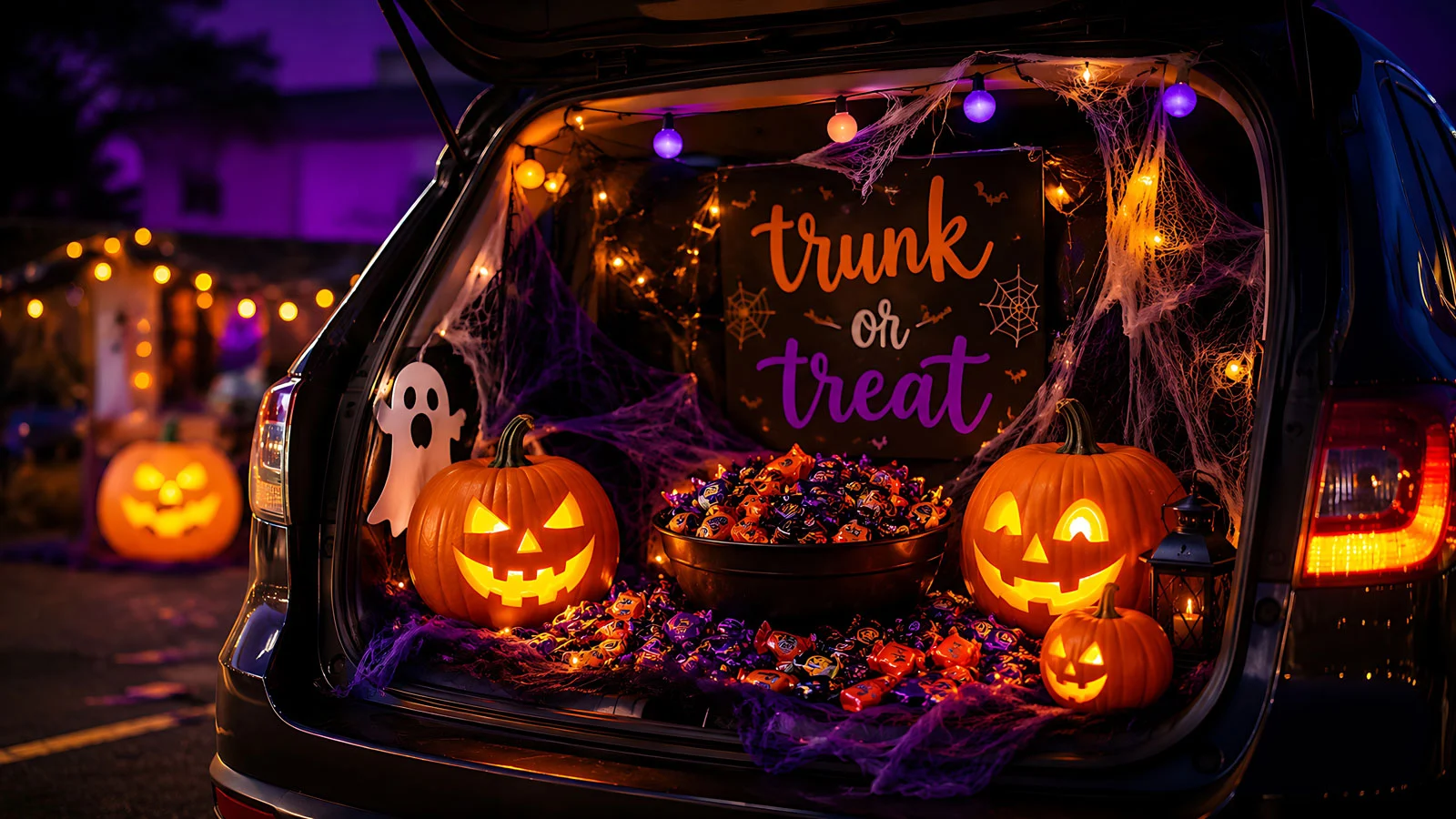 Halloween Trunk or Treat Decorated Car Trunk